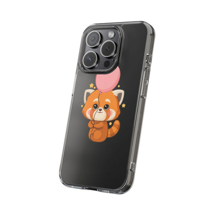 Kawaii Red Panda Clear Impact-Resistant Case with Balloon