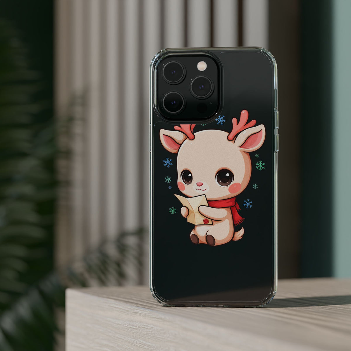 Christmas Reindeer Clear Impact-Resistant Phone Case