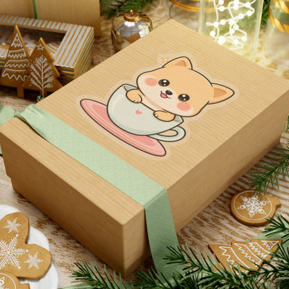 Kawaii Shiba Inu Sticker in a Teacup for Cozy Cheer