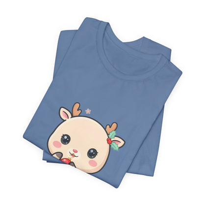 Kawaii Reindeer Christmas T-Shirt for Cute Holiday Style