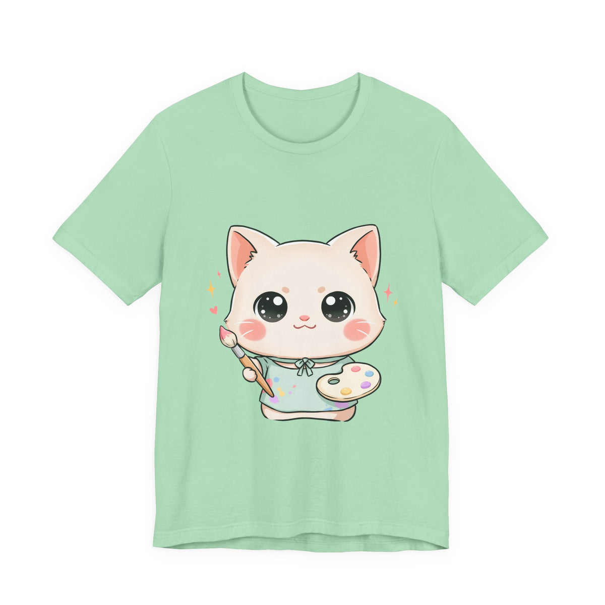 Kawaii Cat Artist T-Shirt for Creative Cat Lovers