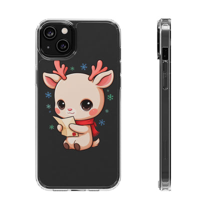 Christmas Reindeer Clear Impact-Resistant Phone Case