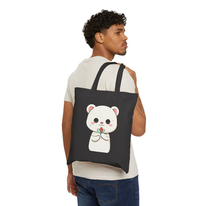 Kawaii Polar Bear Tote Bag – Cute Christmas Canvas Bag