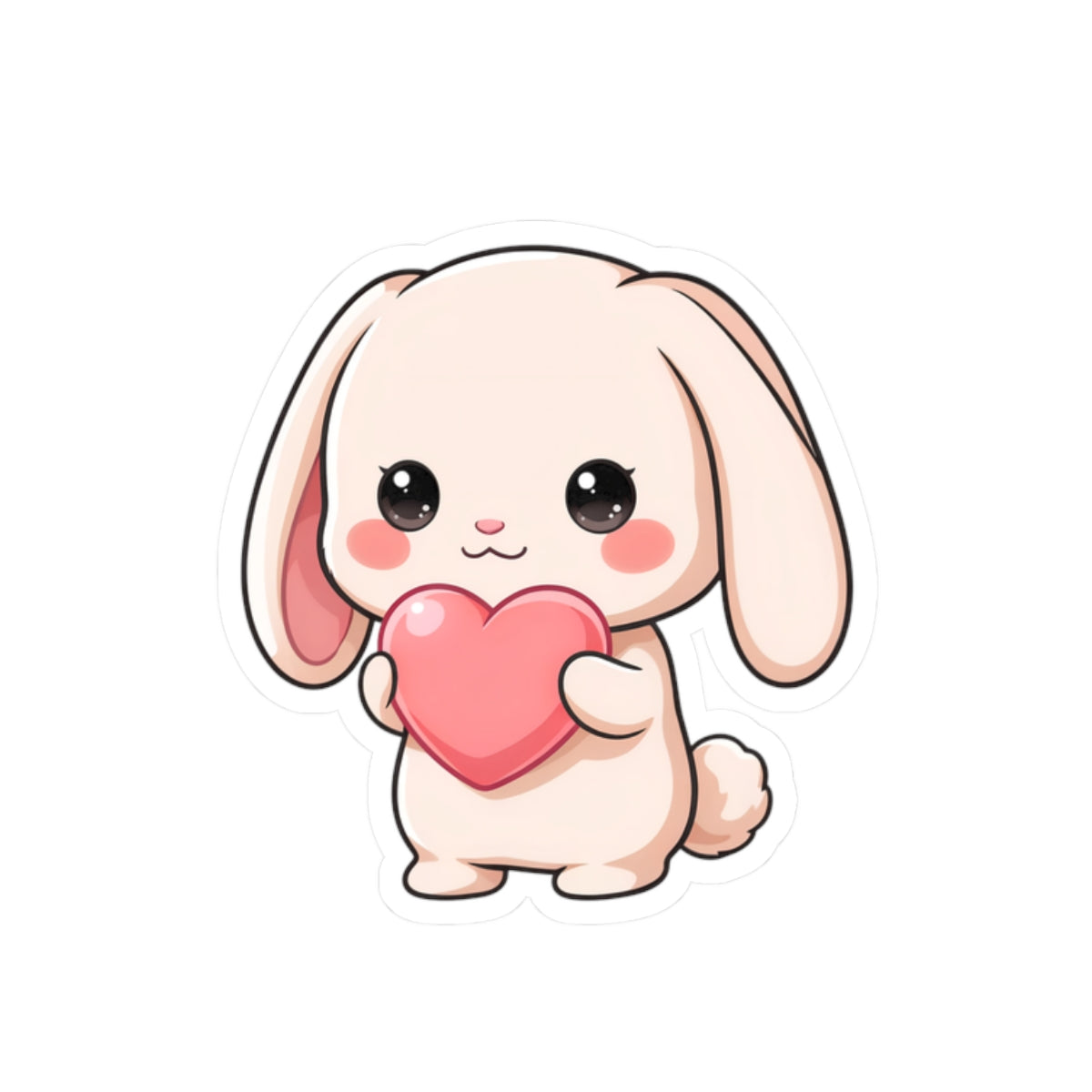 Kawaii Bunny Sticker with Heart for Cute Decor