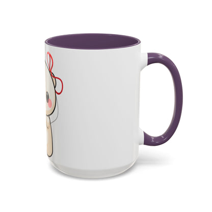 Kawaii Polar Bear Mug, Cute Jingle Bell Accent Coffee Cup