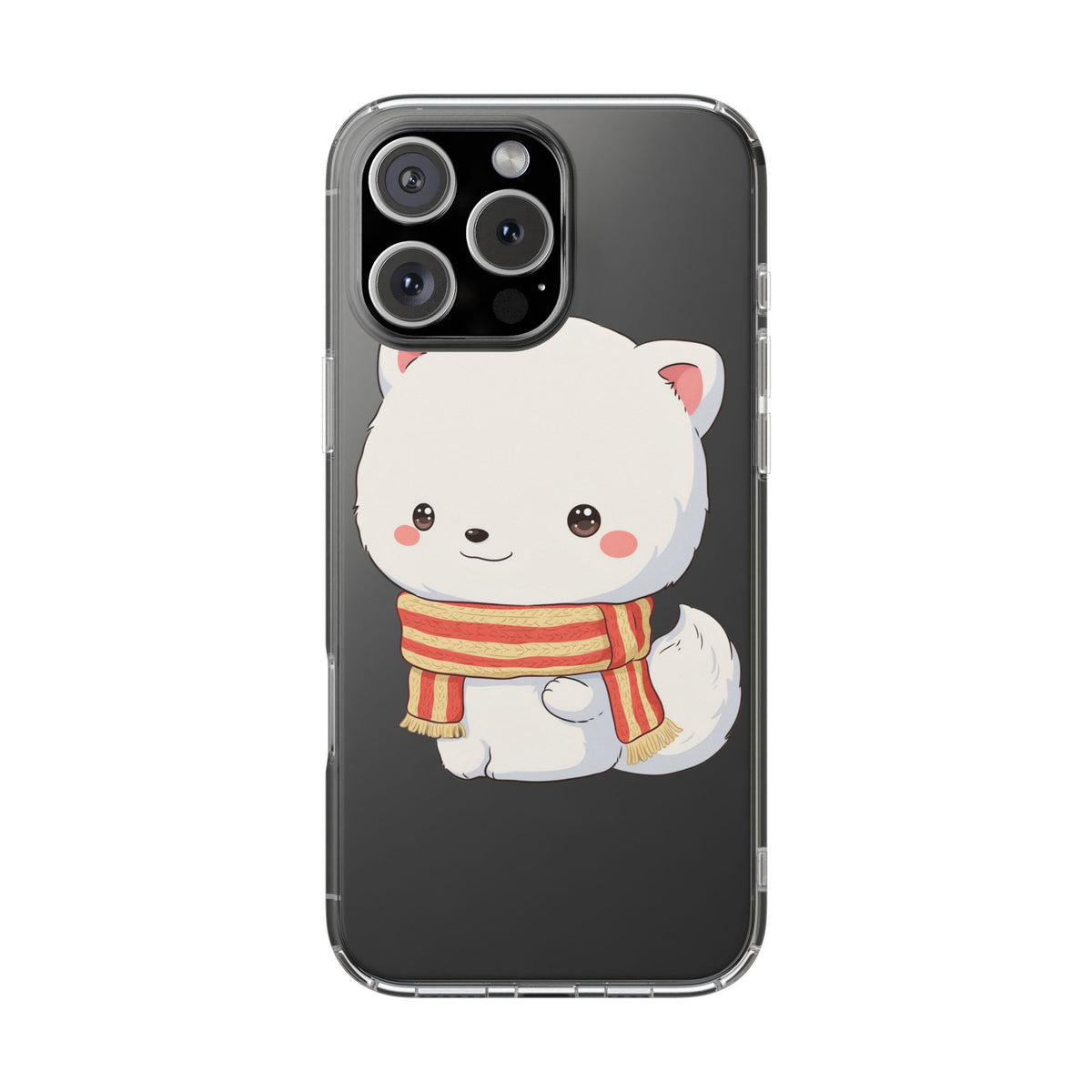 Kawaii Arctic Fox Phone Case, Cozy Christmas Scarf