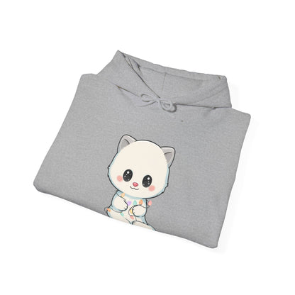 Kawaii Arctic Fox Hoodie with Fairy Lights
