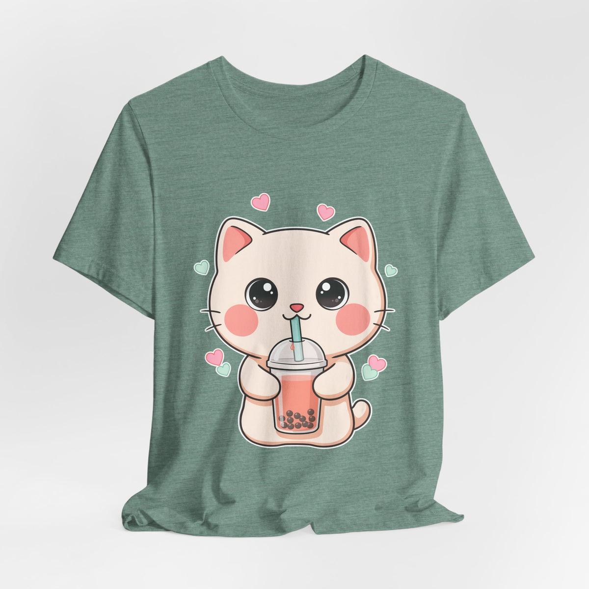 Kawaii Bubble Tea Cat T-Shirt for Cat and Boba Lovers