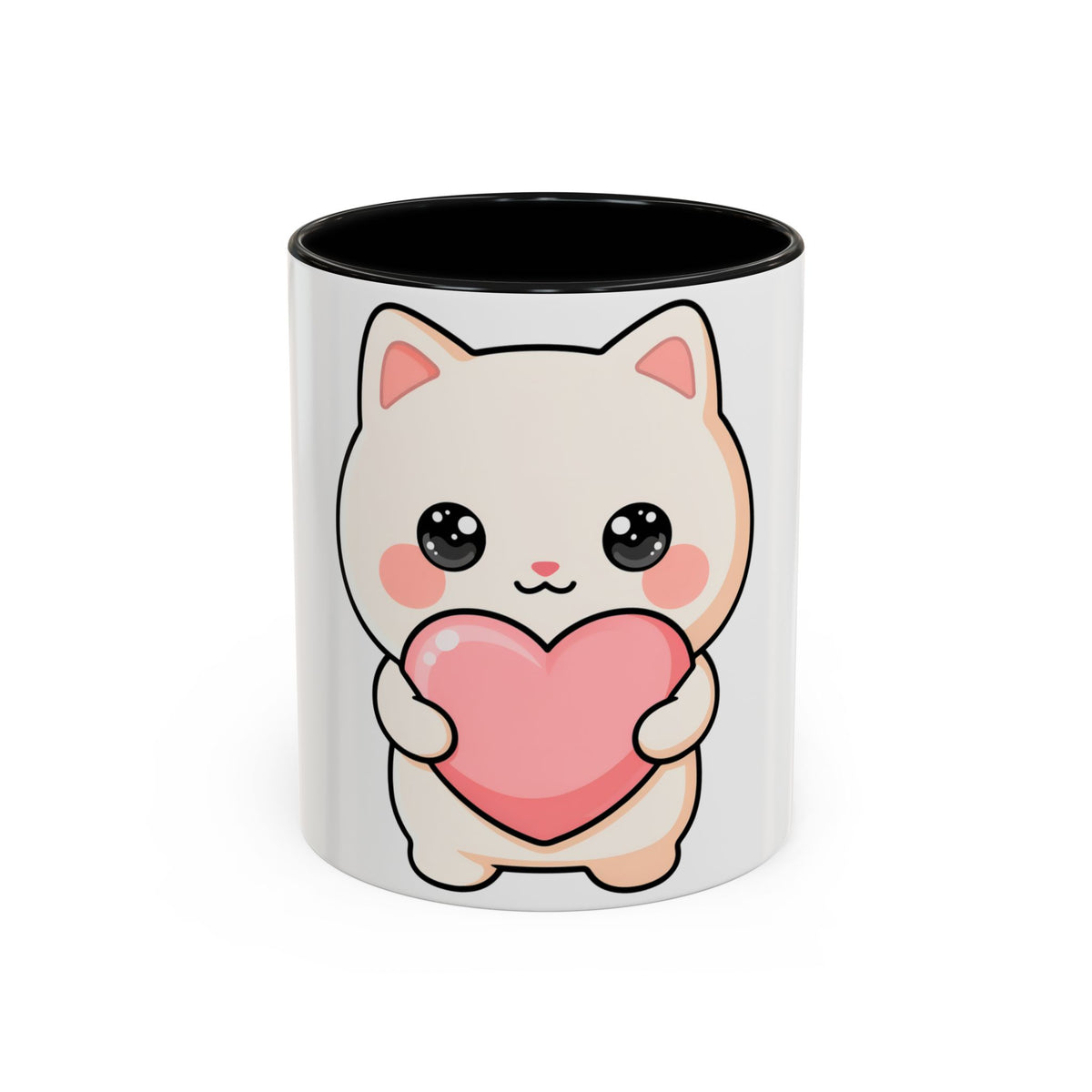Kawaii Cat Heart Accent Coffee Mug for Sweet Morning Sips