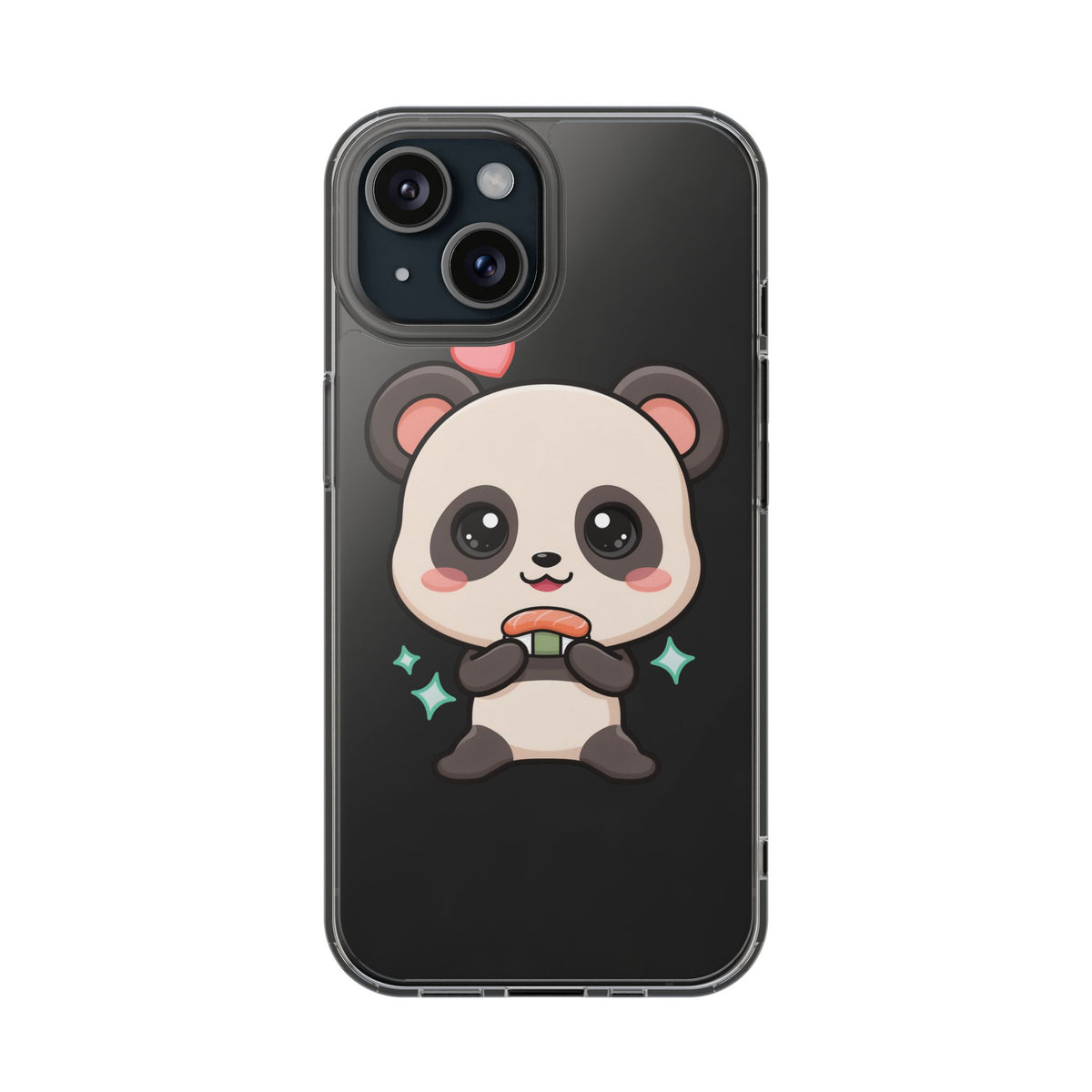 Kawaii Panda Sushi Phone Case, Clear Impact-Resistant Case