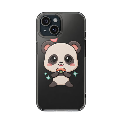 Kawaii Panda Sushi Phone Case, Clear Impact-Resistant Case