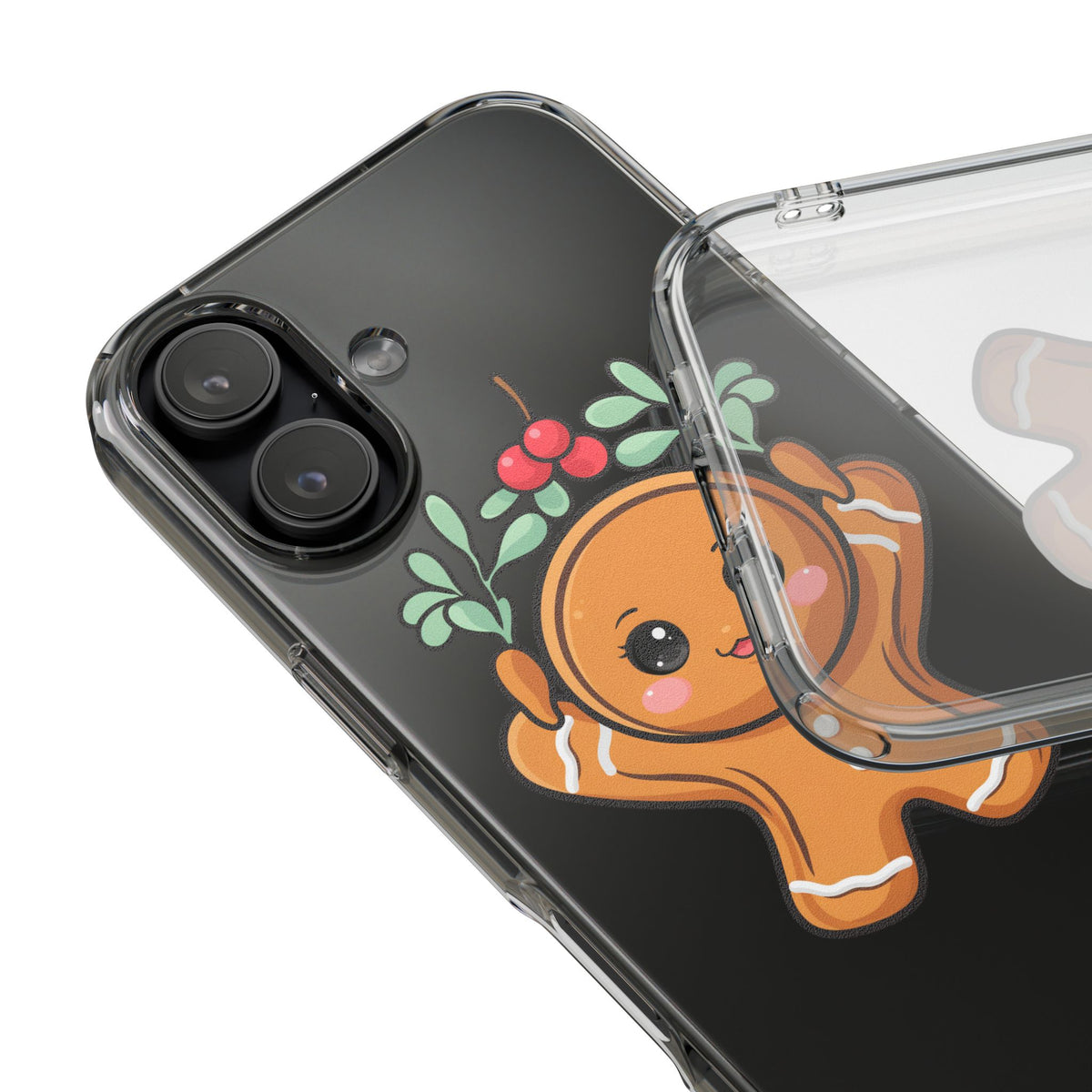 Kawaii Gingerbread Phone Case with Mistletoe Cheer