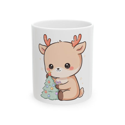 Kawaii Christmas Reindeer Mug for Cozy Holiday Desk Moments