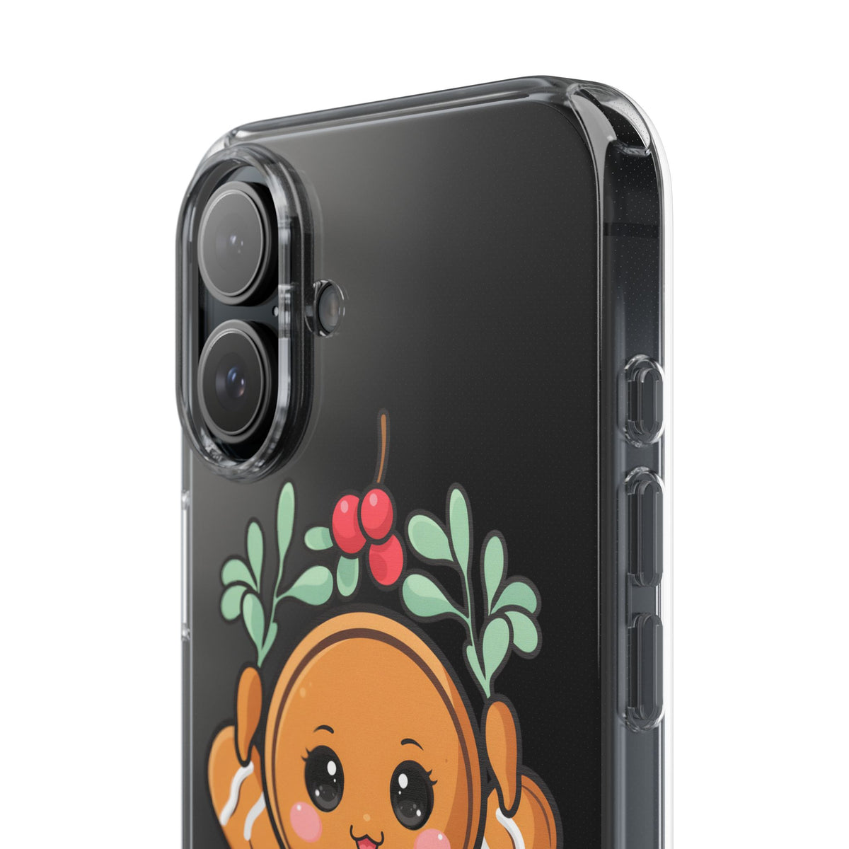 Kawaii Gingerbread Phone Case with Mistletoe Cheer