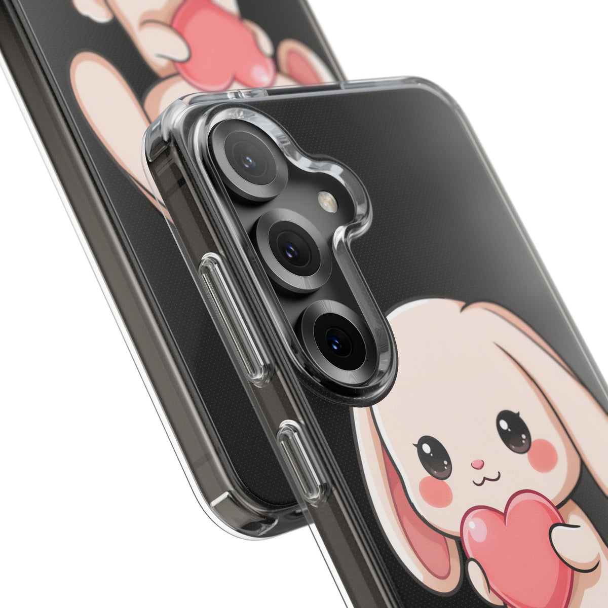 Kawaii Bunny Clear Phone Case with Heart