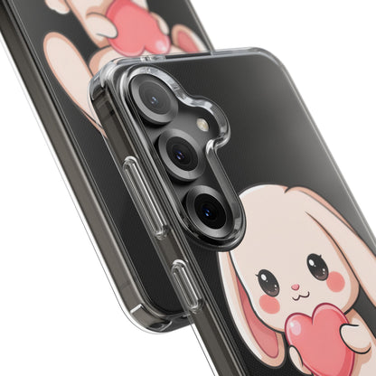 Kawaii Bunny Clear Phone Case with Heart