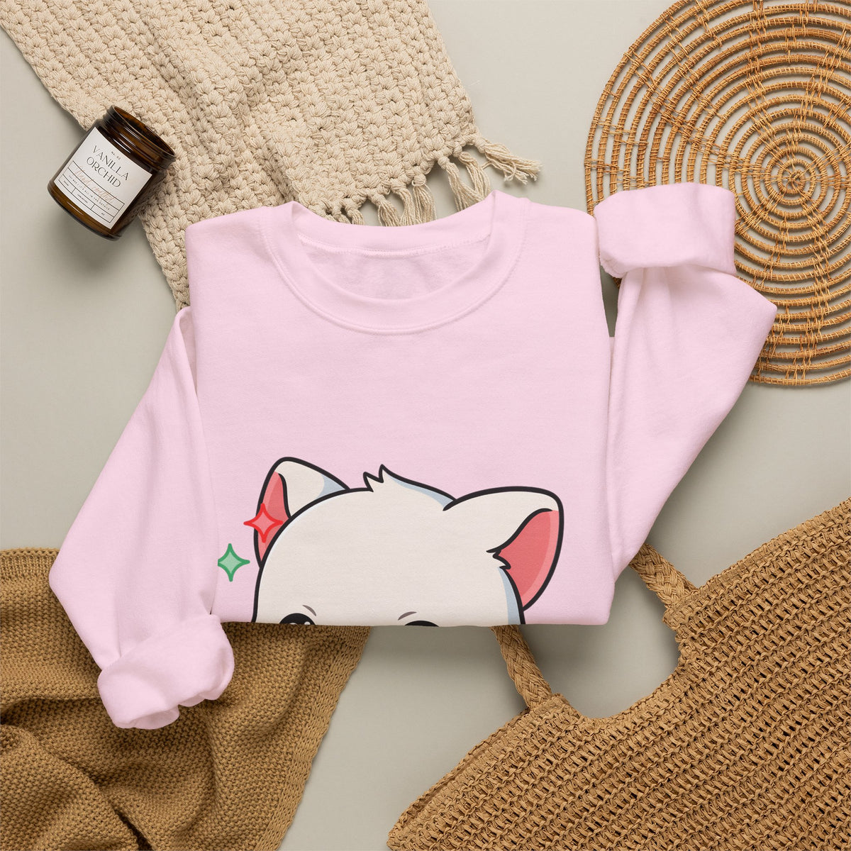 Kawaii Christmas Fox Sweatshirt, Cute Holiday Crewneck