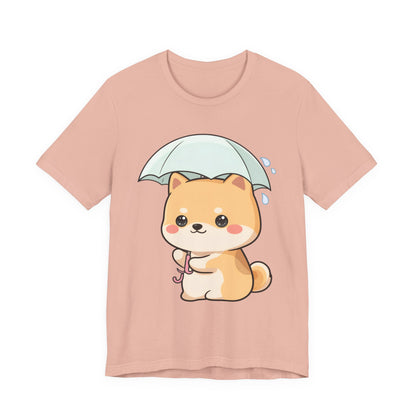 Kawaii Shiba Inu Umbrella T-Shirt for Rainy Day Fans