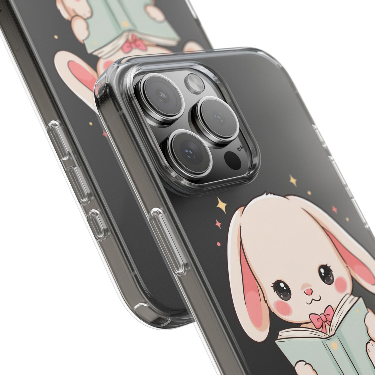 Kawaii Reading Bunny Clear Impact-Resistant Case