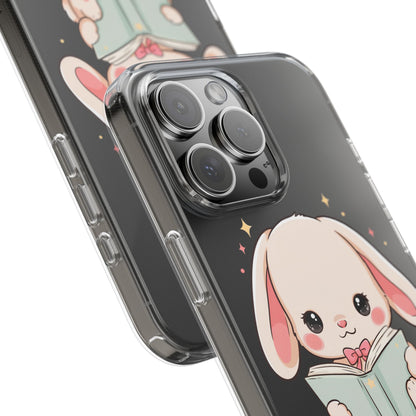 Kawaii Reading Bunny Clear Impact-Resistant Case