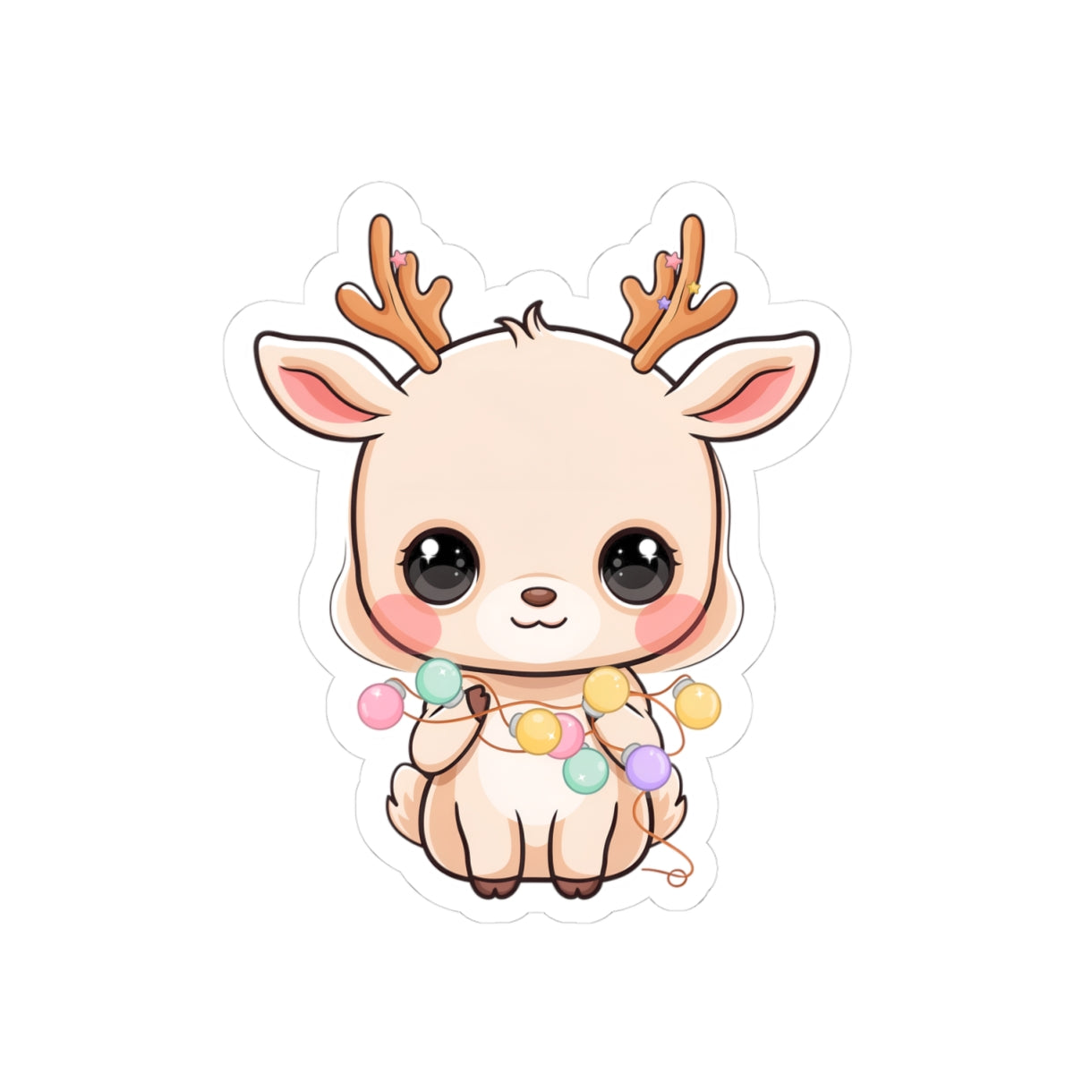 Kawaii Reindeer Sticker for Cute Holiday Decor