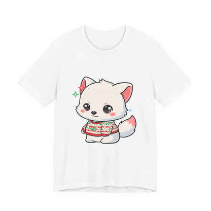 Kawaii Arctic Fox Christmas T-Shirt for Cute Holiday Fans