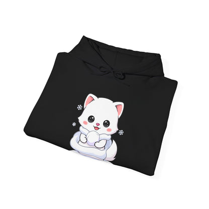 Kawaii Arctic Fox Hoodie, Cute Winter Animal Sweatshirt
