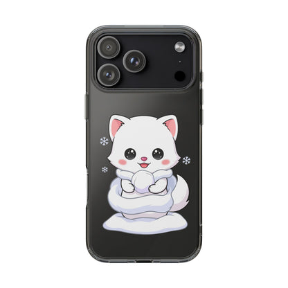 Kawaii Arctic Fox Phone Case, Cute Snow Day Gift