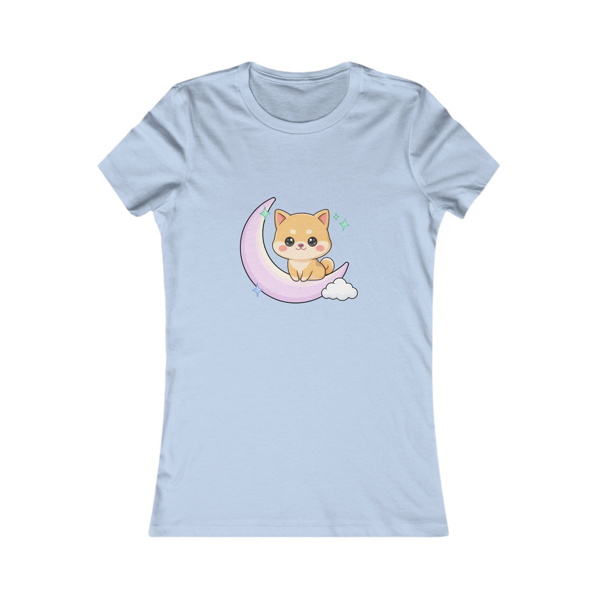 Kawaii Shiba Inu T-Shirt, Moonlit Chibi Dog Tee