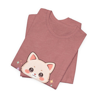 Kawaii Cat Moon T-Shirt for Cozy Night Owls
