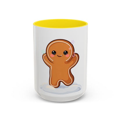 Kawaii Gingerbread Man Accent Coffee Mug for Winter Cheer