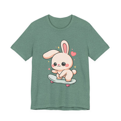 Kawaii Bunny Skateboard T-Shirt for Cute Style Fans