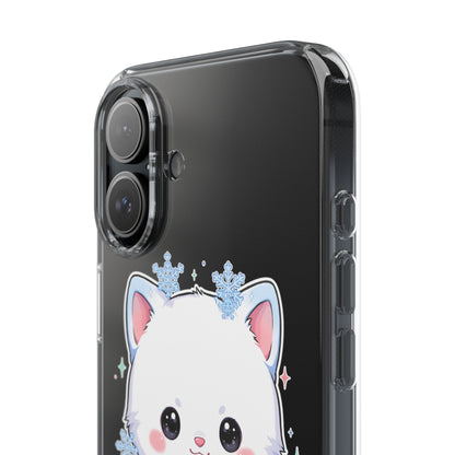 Kawaii Arctic Fox Phone Case, Cute Snowflake Clear Case