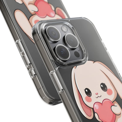 Kawaii Bunny Clear Phone Case with Heart