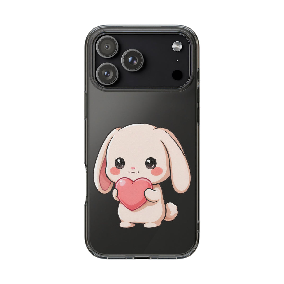Kawaii Bunny Clear Phone Case with Heart