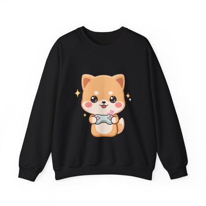 Kawaii Gamer Shiba Inu Sweatshirt for Cozy Gaming Days
