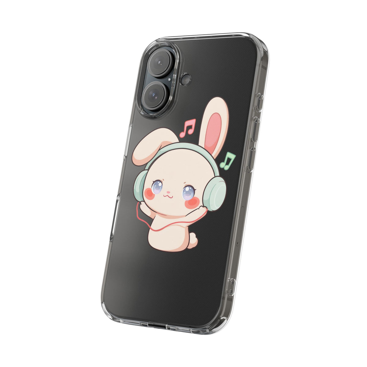 Kawaii Bunny Phone Case, Cute Music Lover Gift