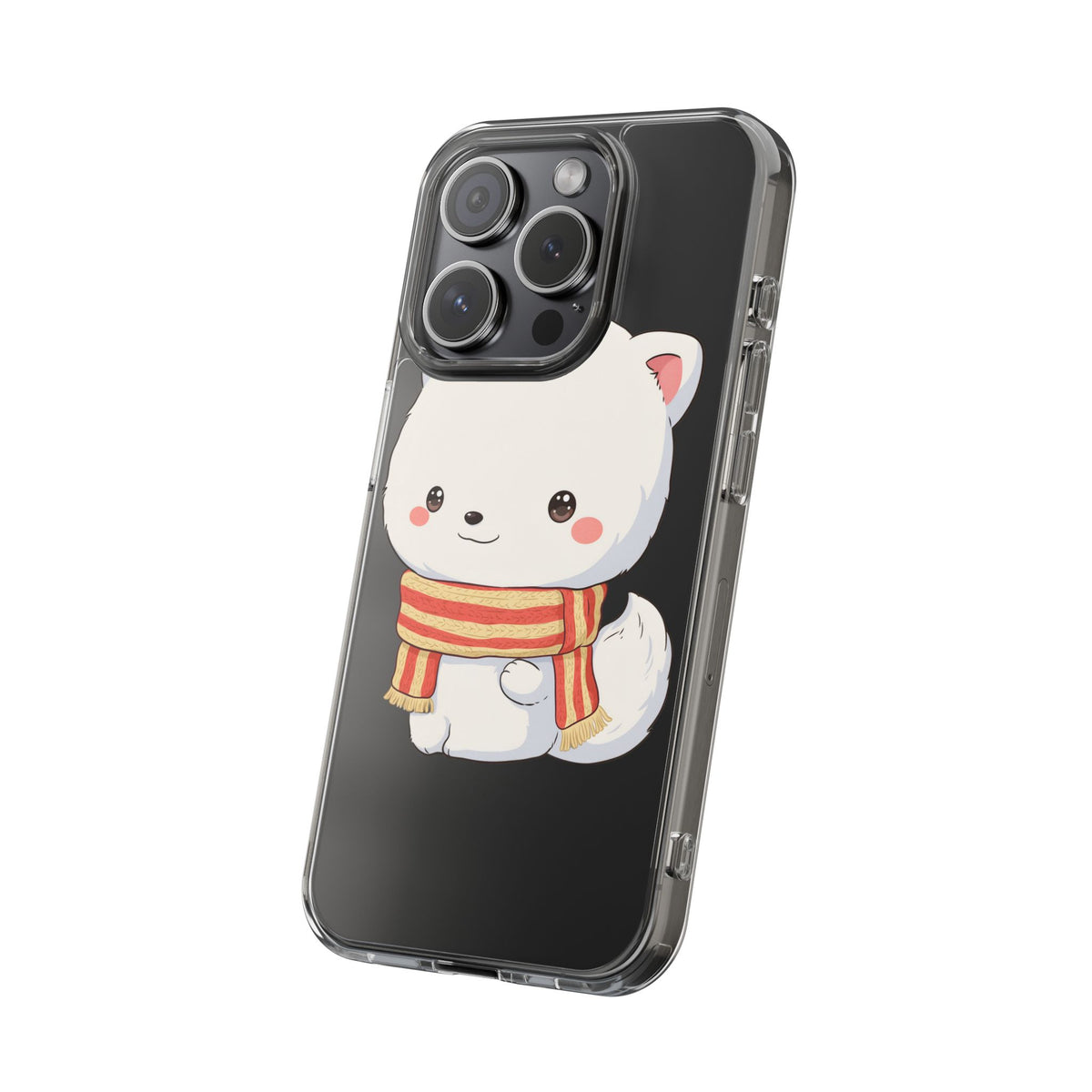 Kawaii Arctic Fox Phone Case, Cozy Christmas Scarf