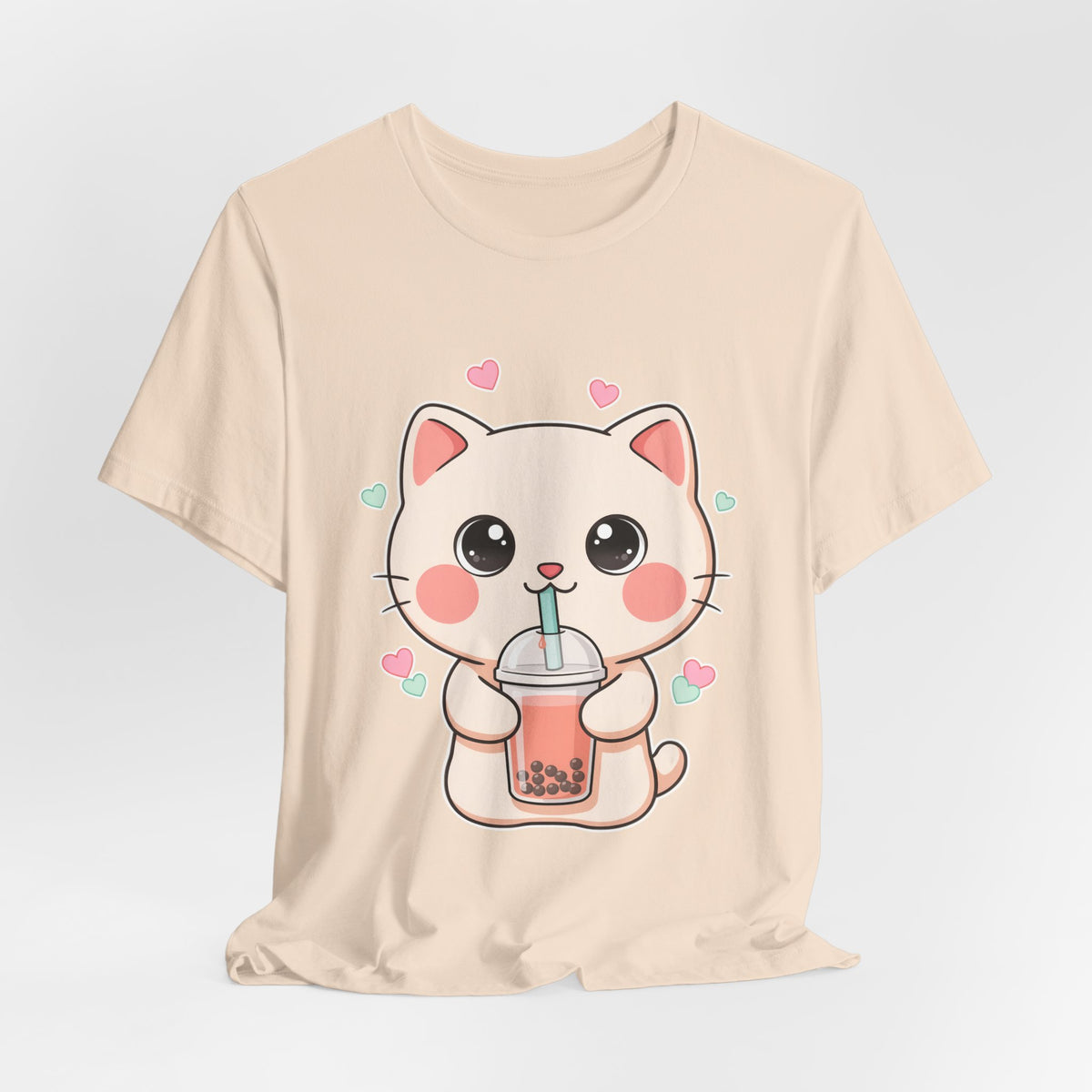 Kawaii Bubble Tea Cat T-Shirt for Cat and Boba Lovers