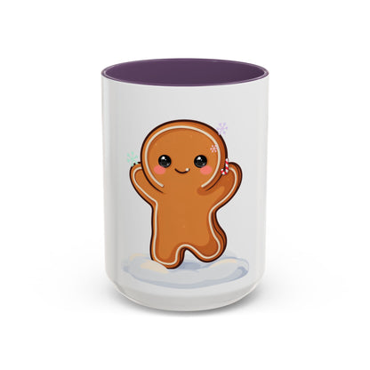 Kawaii Gingerbread Man Accent Coffee Mug for Winter Cheer