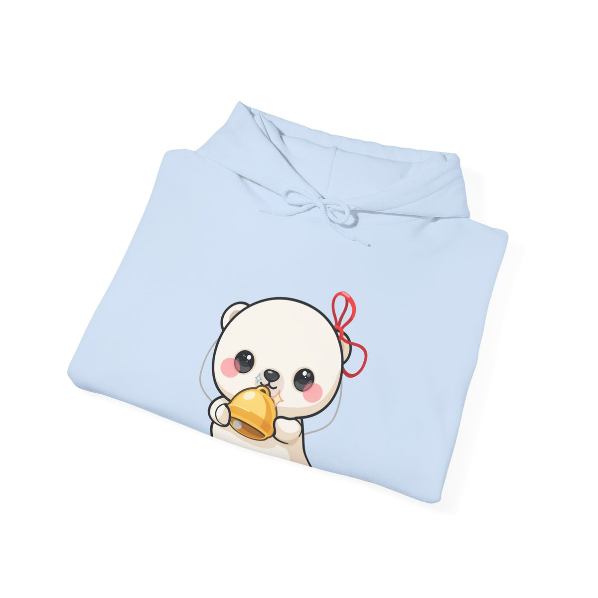 Kawaii Polar Bear Hoodie, Cute Jingle Bell Sweatshirt
