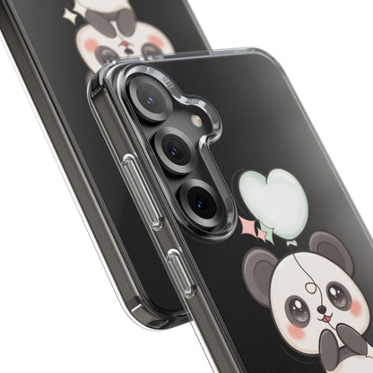 Kawaii Panda Clear Phone Case with Balloon