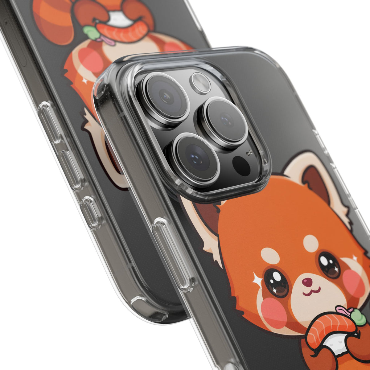Red Panda Sushi Phone Case, Cute Kawaii Clear Case