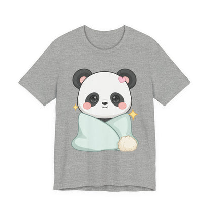Kawaii Panda T-Shirt, Cozy Blanket Chibi Animal Tee