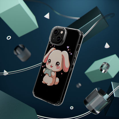 Kawaii Bunny Gamer Clear Impact-Resistant Phone Case