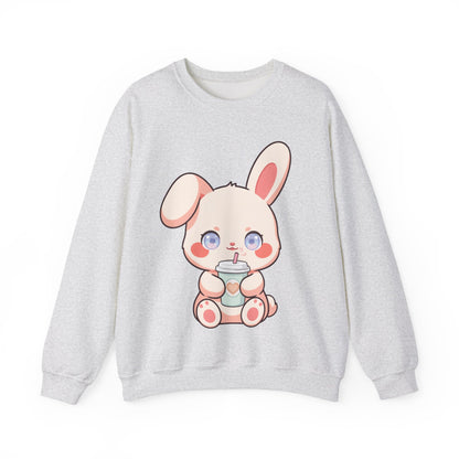 Kawaii Bunny Sweatshirt, Cute Latte Lover Crewneck