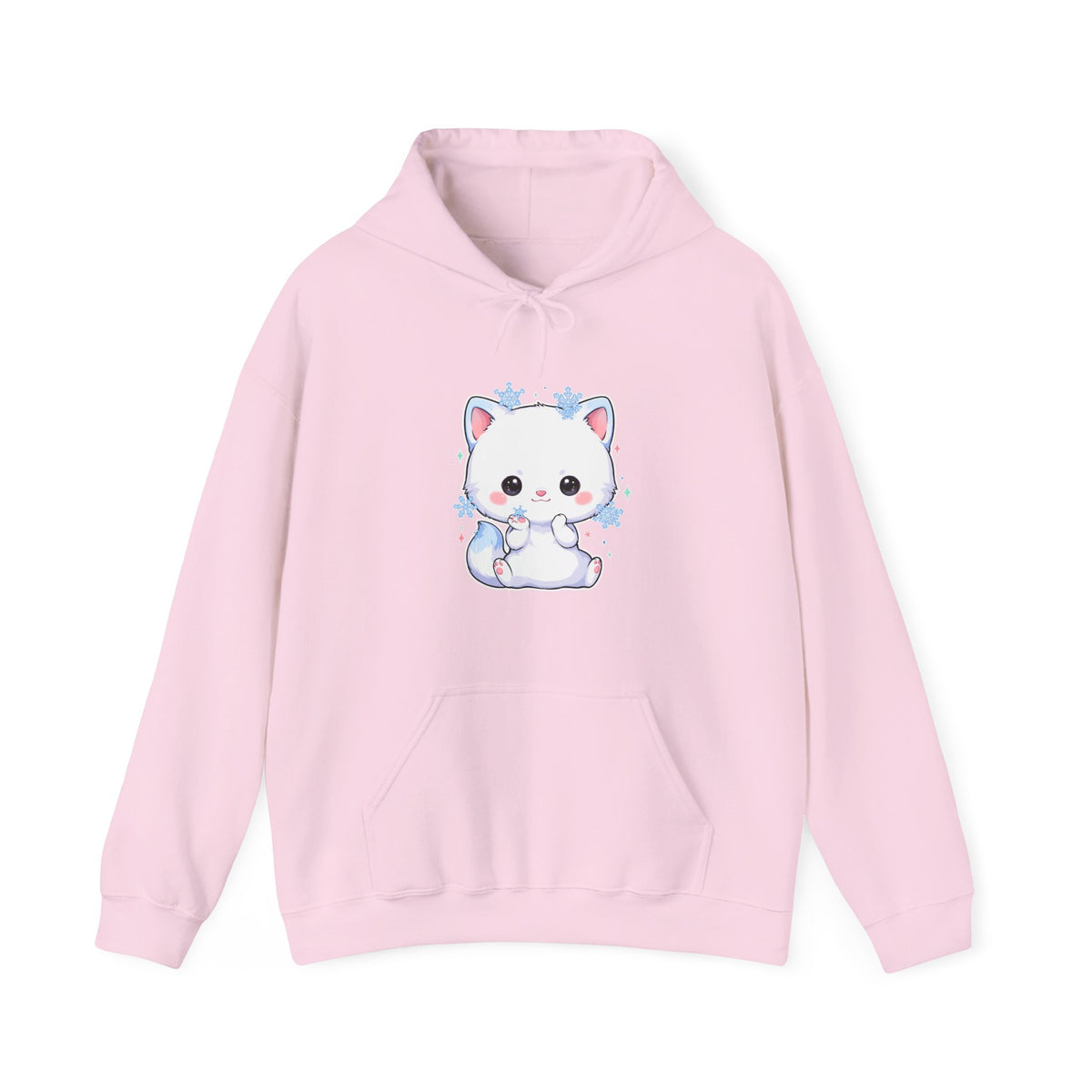Kawaii Arctic Fox Hoodie, Cute Snowflake Fox Sweatshirt
