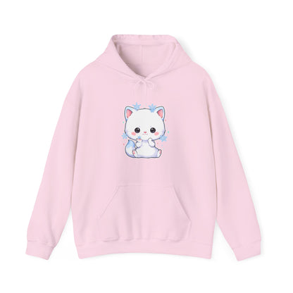 Kawaii Arctic Fox Hoodie, Cute Snowflake Fox Sweatshirt
