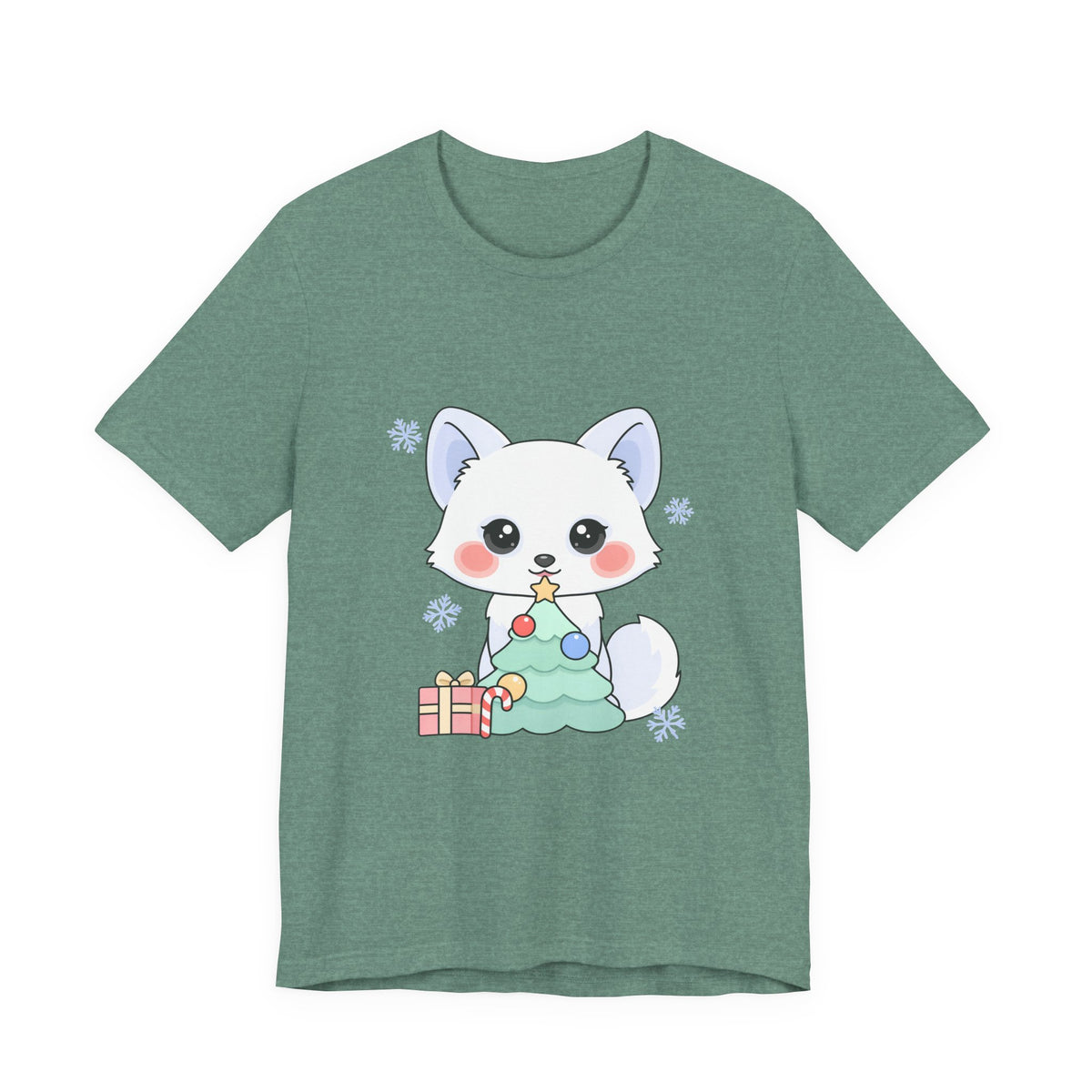 Kawaii Christmas Fox T-Shirt for Cozy Holiday Decorating
