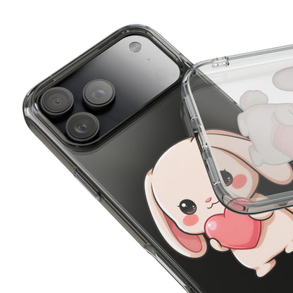 Kawaii Bunny Clear Phone Case with Heart
